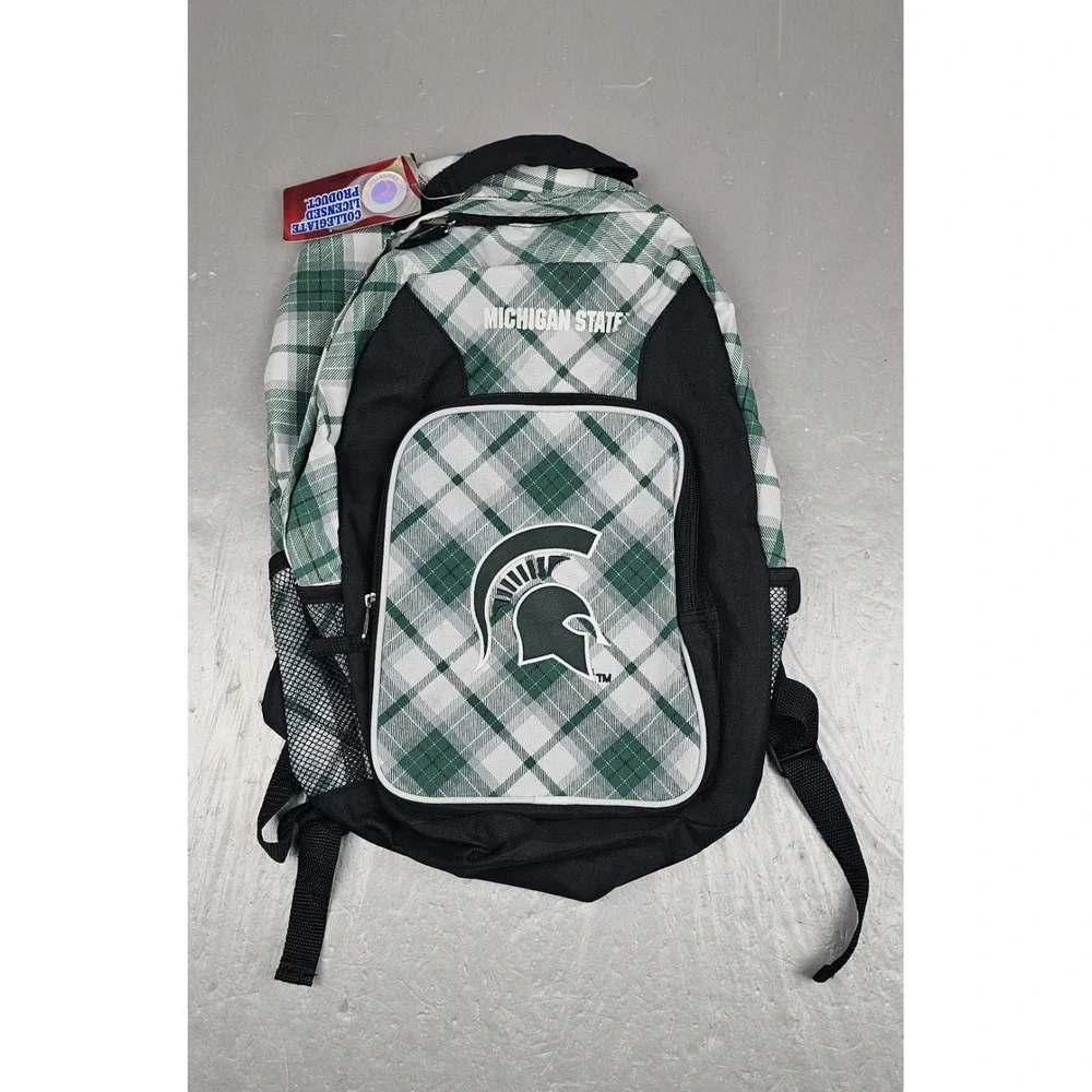 Northwest Captain Michigan State Spartans Backpack Green Plaid NCAA Padded NWT